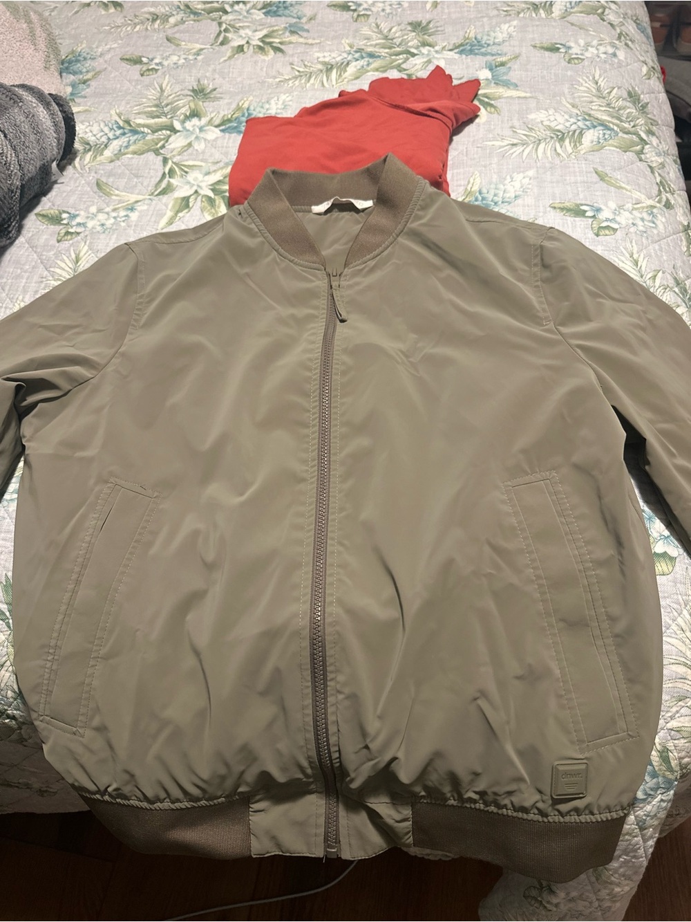 Zara Men's Bomber Jacket in Olive Green